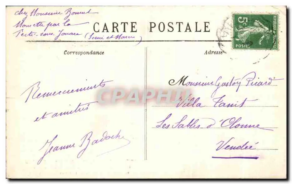 Jouarre (S.-&-M.) — Innenansicht der Kirche Saint-Paul, Merowingermauer und die Grabmale (7. Jahrhundert) — Fotograf G. Brindelet, 39 rue St Nicolas, La Ferté-s.-Jouarre (S.-et-M.) - Rückseite