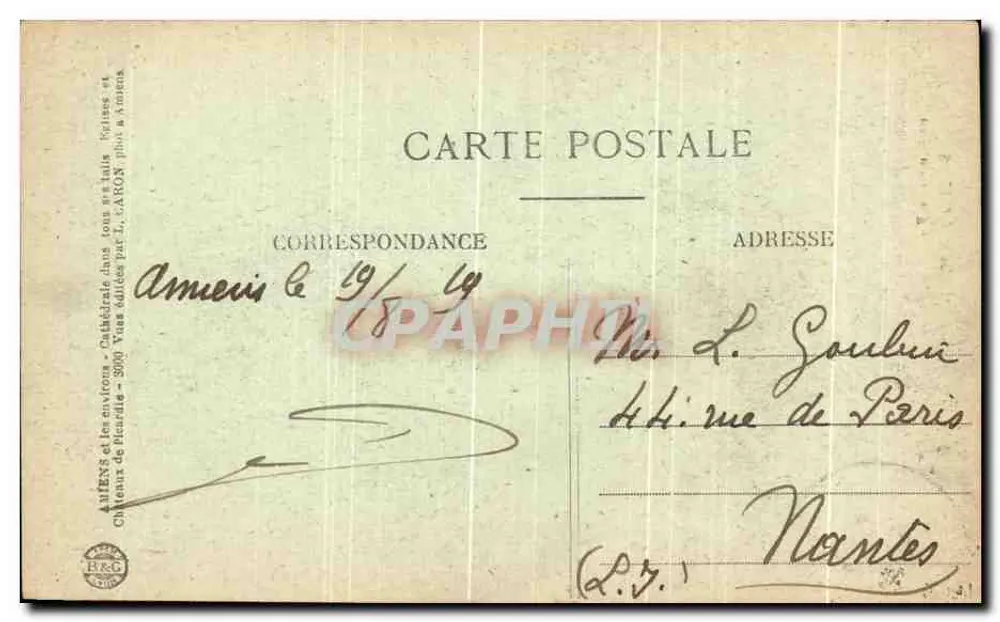 Amiens — Igreja de São Leu — editor L. ARON, n° 367 - Verso