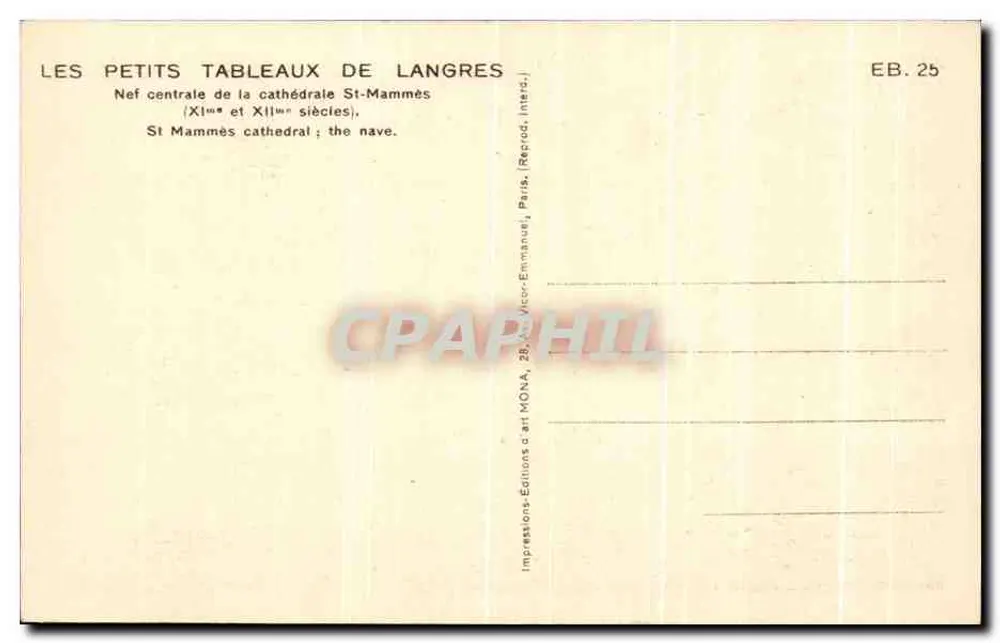 Zentralnische der Kathedrale Saint-Mammès — Langres — Editions Mona - Rückseite