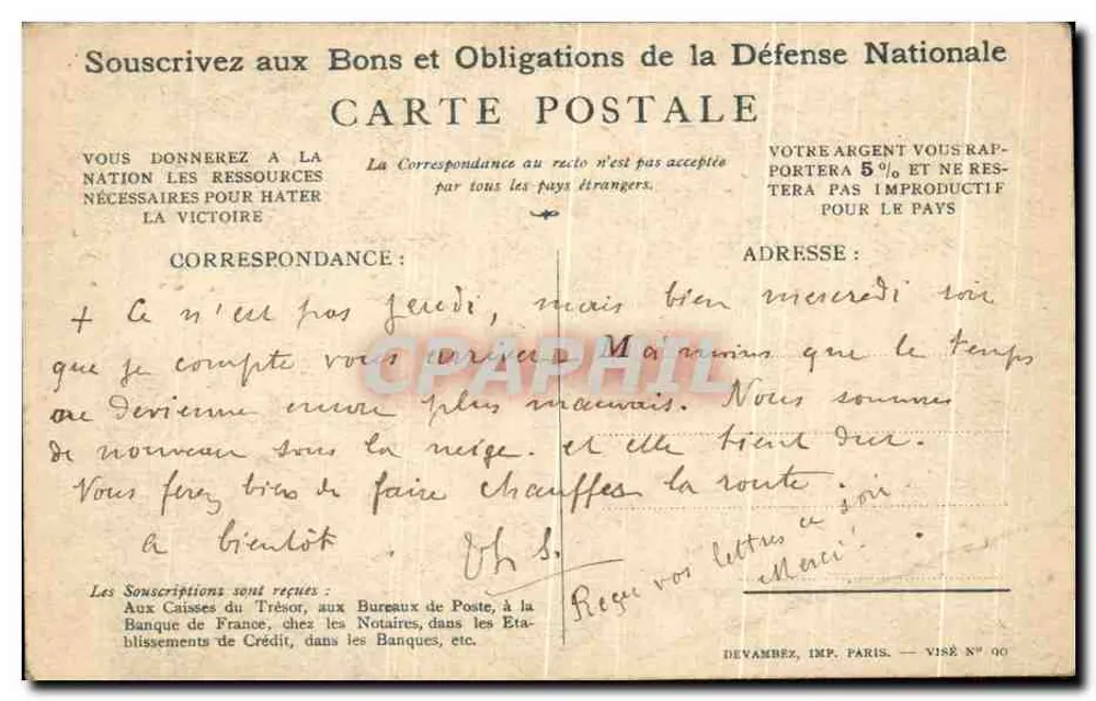 Soldat in Aktion — Propagandaimpression für die Nationale Verteidigung — Devambé, Druck Paris, Visé n° 00 - Rückseite