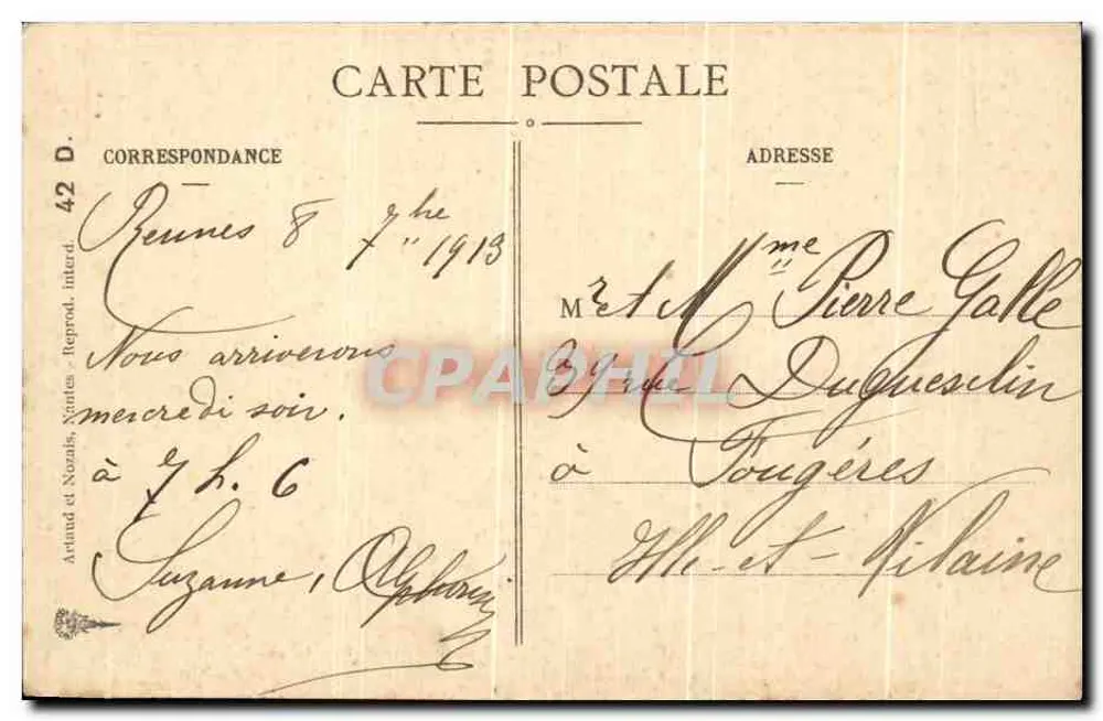 Brittany — Die Neugeborenen werden getauft! — Artland et Nozais, n°42 - Rückseite