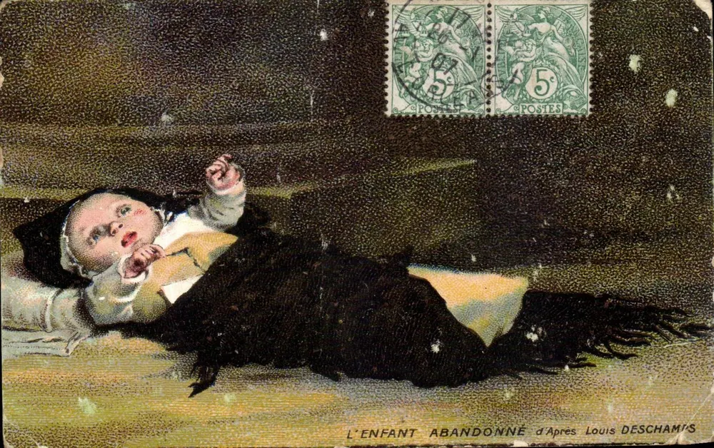 L'Enfant abandonné — scène d'après Louis Deschamps — éditeur Louis Deschamps - Frente