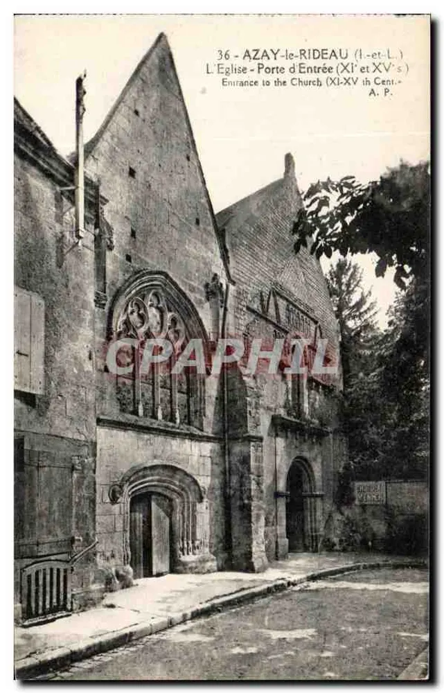 Azay-le-Rideau — Die Kirche - Eingangstür (11. und 15. Jahrhundert) — A.P. - Vorderseite