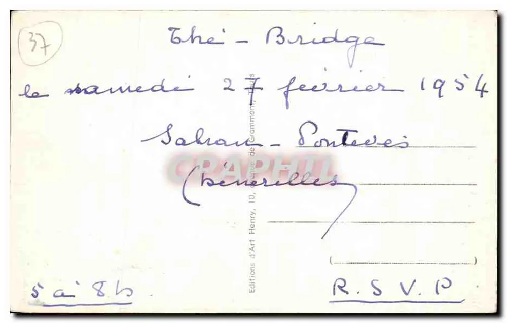 Azay-le-Rideau (I.-et-L.) — Le Gerfault — Tél. 16 - Verso