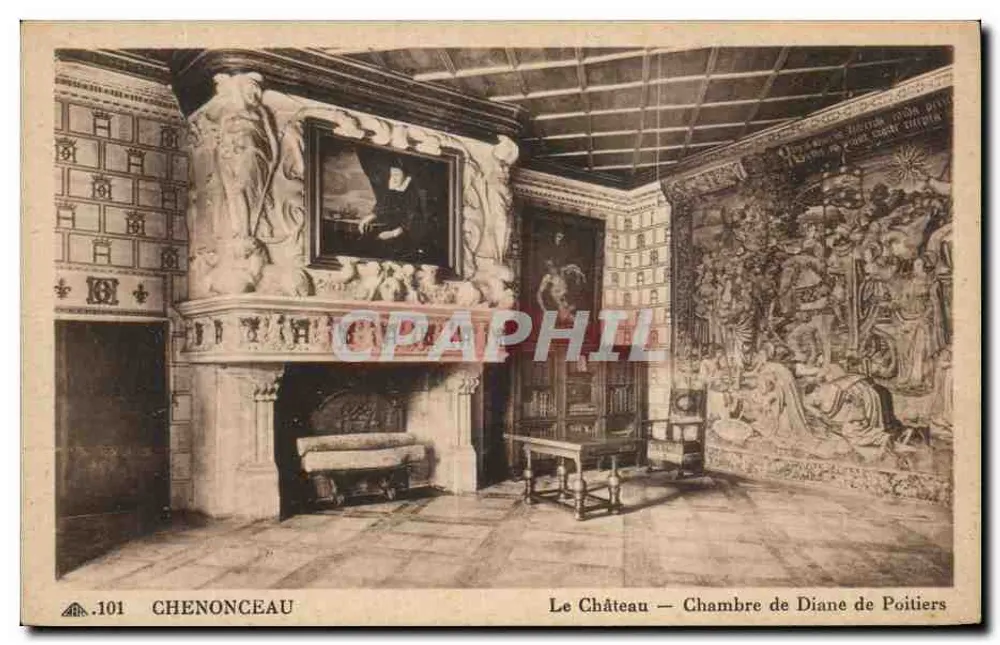 Chenonceau — Zimmer von Diane de Poitiers — CA des Arts Mécaniques, Paris - Vorderseite