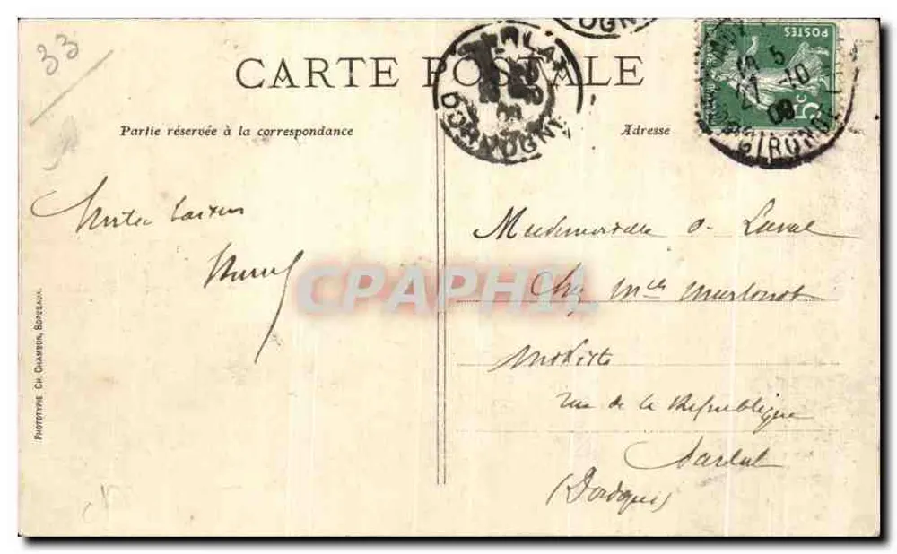 Fête des Vendanges — Char de Blaye — Édition Chambre-Épouard - Rückseite