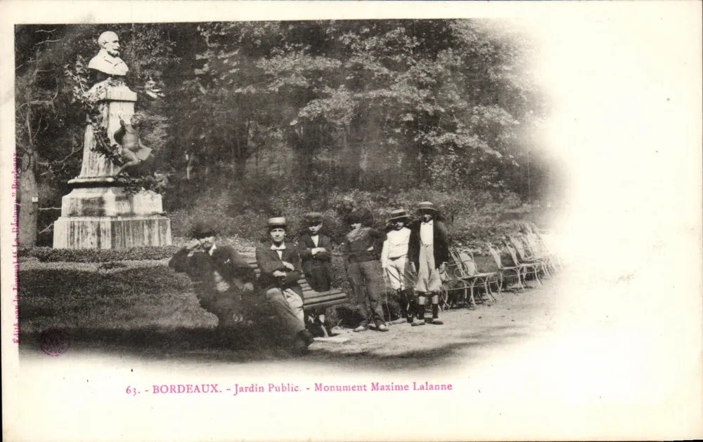 Bordeaux - Öffentlicher Garten - Denkmal für Maxime Lalanne — Verleger: J. Béchamp, Nr. 63 - Vorderseite