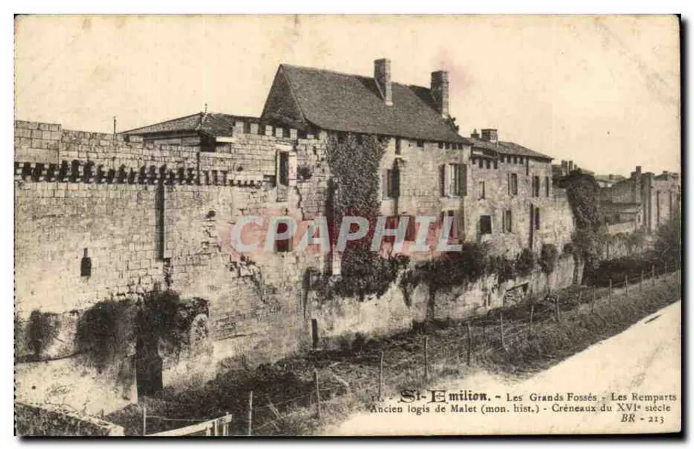 St-Émilion - Die Großen Gräben - Die Mauern - Ehemalige Wohnstätte von Malet (Historisches Denkmal) - Wehranlagen des 16. Jahrhunderts - Vorderseite