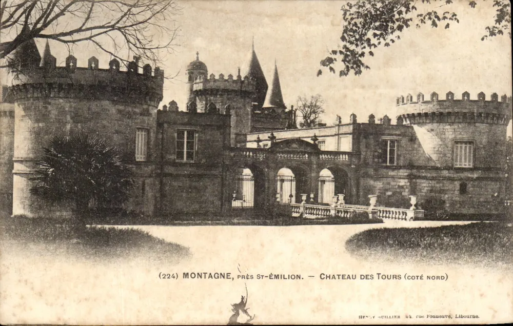 Berg nahe St-Émilion — Schloss der Türme (Nordseite) — Henry Oullier, rue Founouze, Libourne - Vorderseite