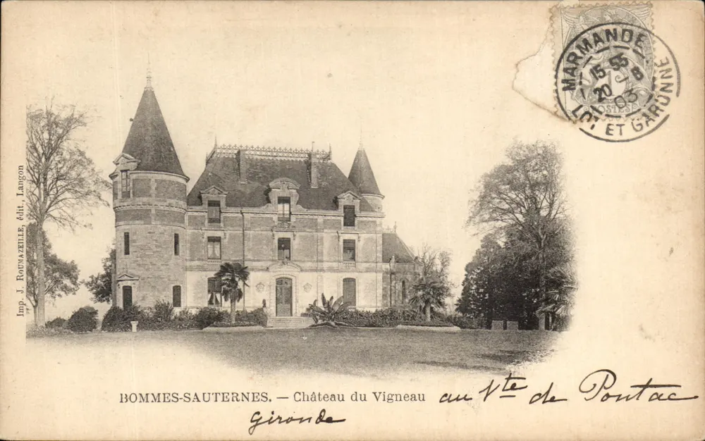 Bommes-Sauternes — Castello del Vigneau al Vte de Pontac — Imp. J. Boumazeille, edit. Langon - Recto