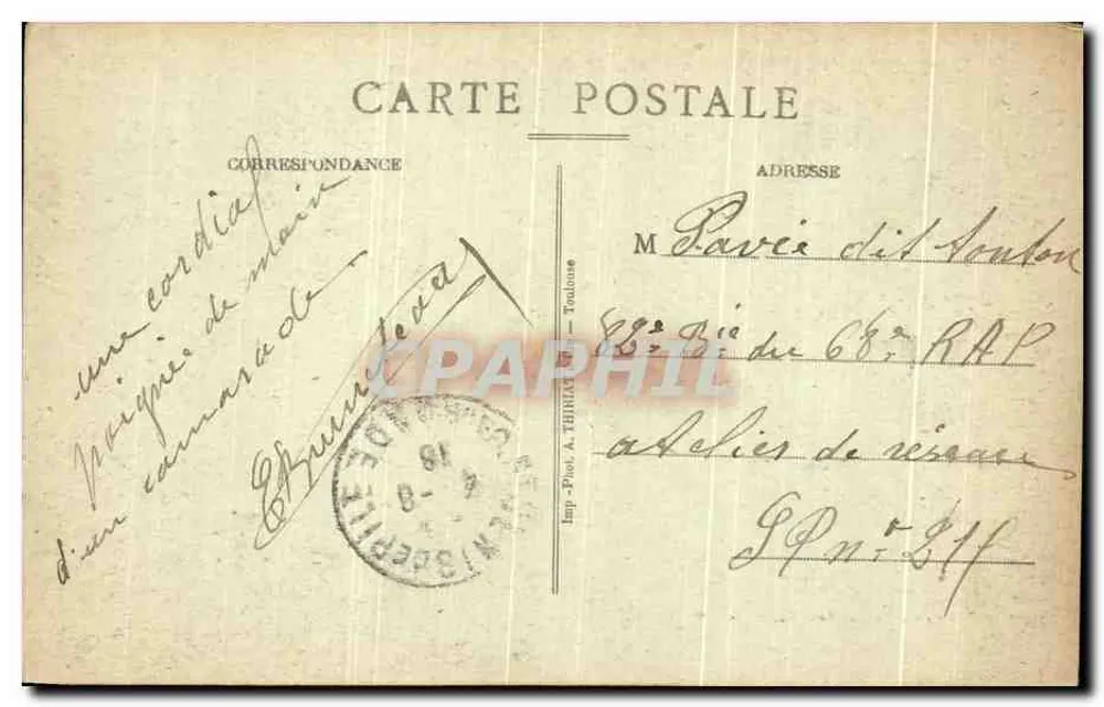 Schloss Fouras, Gemeinde St-MARTIN-du-BOIS (Gironde) — Verlag Imp. Poul. A. THIRIA, Toulouse - Rückseite