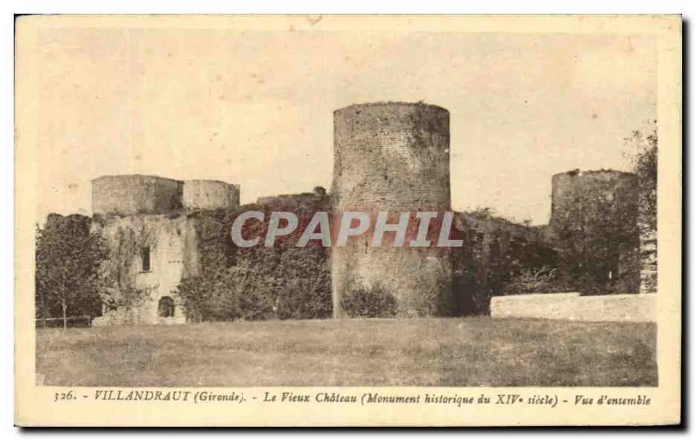 Villandraut (Gironde) — Das alte Schloss, ein historisches Monument des 14. Jahrhunderts — Überblick - Vorderseite