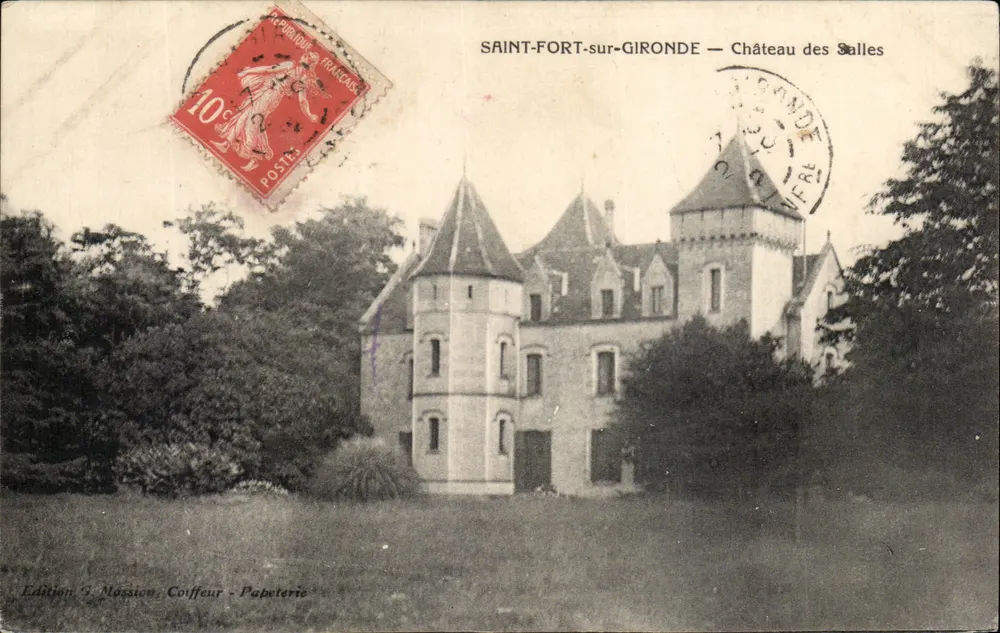 SAINT-FORT-sur-GIRONDE — Château des Sallles — Ausgabe J. Moxsion, Friseur - Schreibwaren - Vorderseite