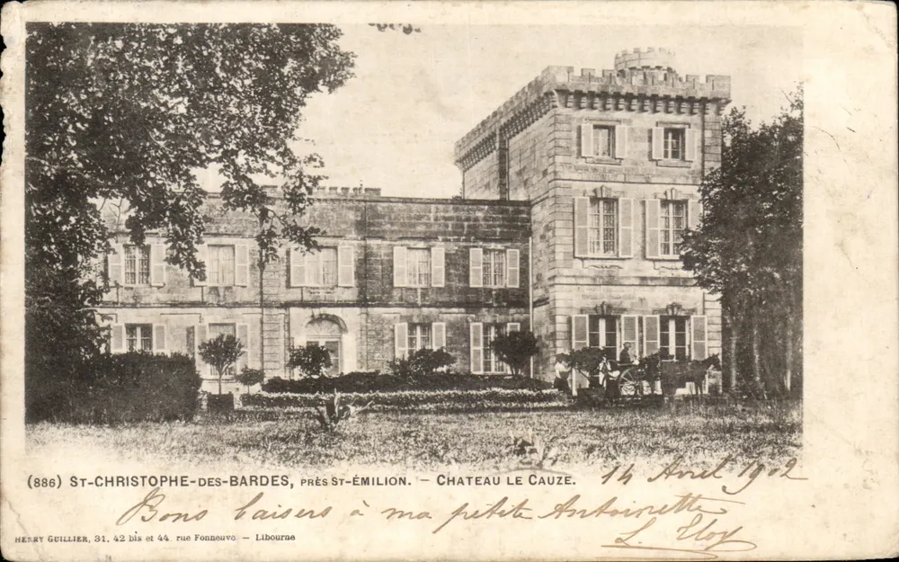 St-Christophe-des-Bardes, nahe St-Émilion — Château Le Cauze — Henry Guillier, 31, 42 bis und 44 rue Fonneuve, Libourne - Vorderseite