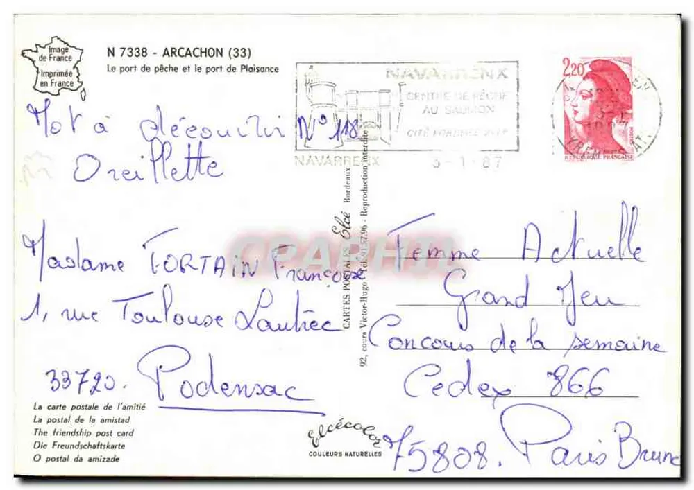 Arcachon Freizeithafen — Luftbild — Verlag Elcée, Nr. 7338 - Rückseite