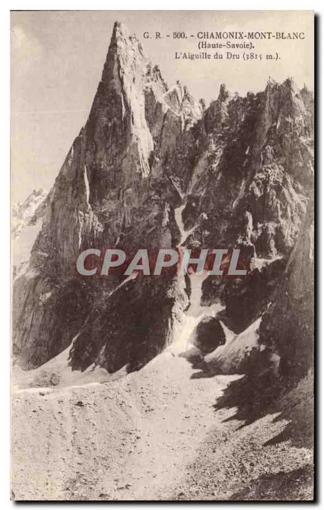 A Aiguilha do Dru (3815 m) — Chamonix-Mont-Blanc (Alta Saboia) — L. Faurar, edit. - Frente