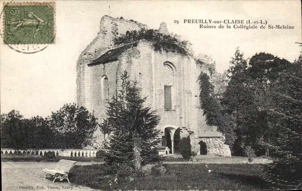 Preuilly-sur-Claise — Ruinen der Kollegiatkirche St-Meleine — Pap. Vimion, Neuvy - Vorderseite