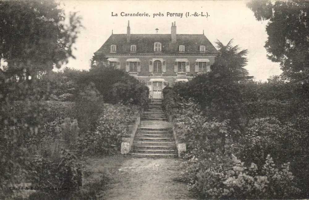 La Caranderie, perto de Pernay (I.-&-L.) — Castelo com escada e jardim — Cliché & Edição Chevriat - Frente