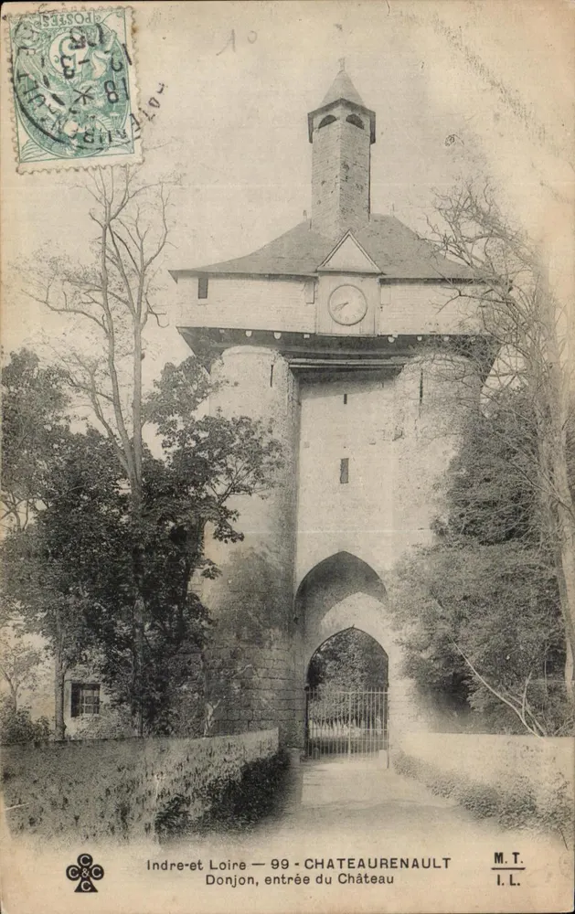 Schloss Châteaurault — Bergfried, Eingang zum Schloss — M.T. I.L. (Indre-et-Loire, n°99) - Vorderseite