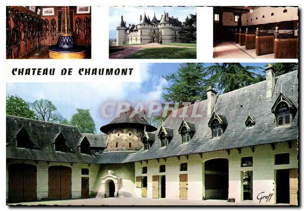 Castelo de Chaumont — Vista do castelo e das estábulas — Editor Greff, Paris - Frente