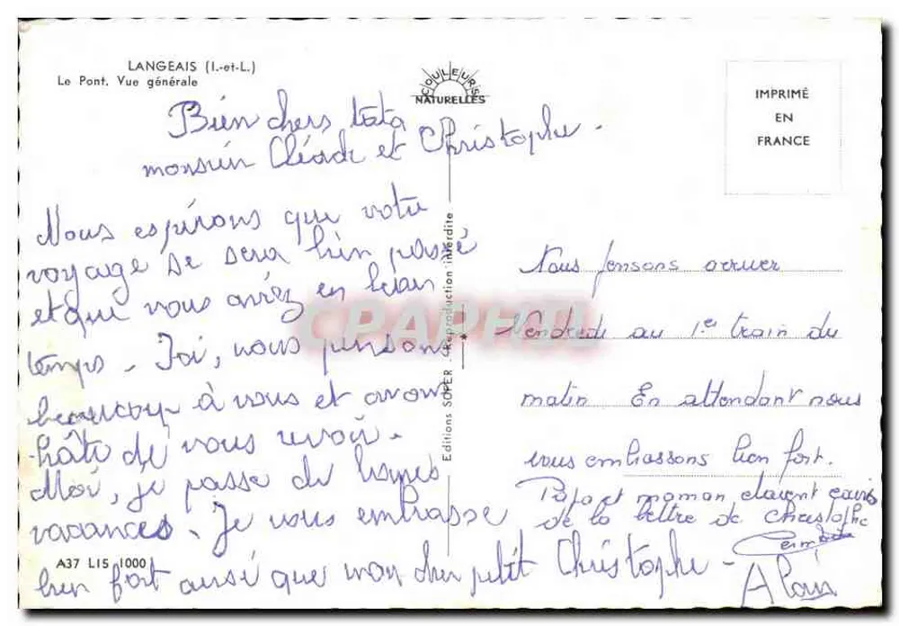 Langeais (Loir-et-Cher) — Vista geral do ponte — Éditions Souleure Naturelles, n° A37 L15 1000 - Verso