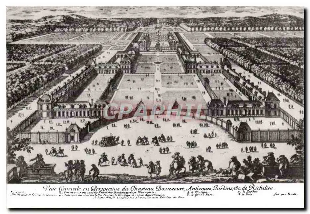 Castelo de Richelieu — Vista geral em perspectiva — Impressor Cumbier - Frente