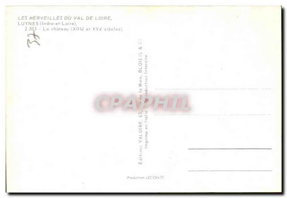 Castelo de Luynes — Indre-et-Loire — Edições Valoire - Verso