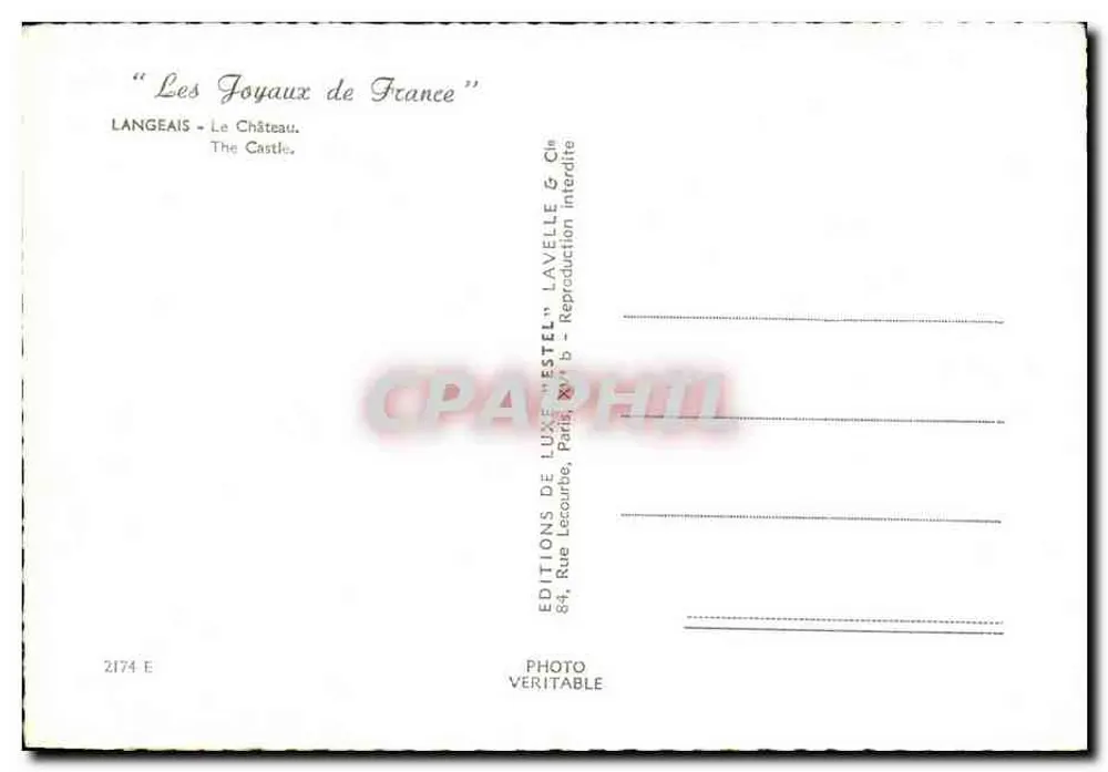 Langeais — Castelo — Estel - Verso