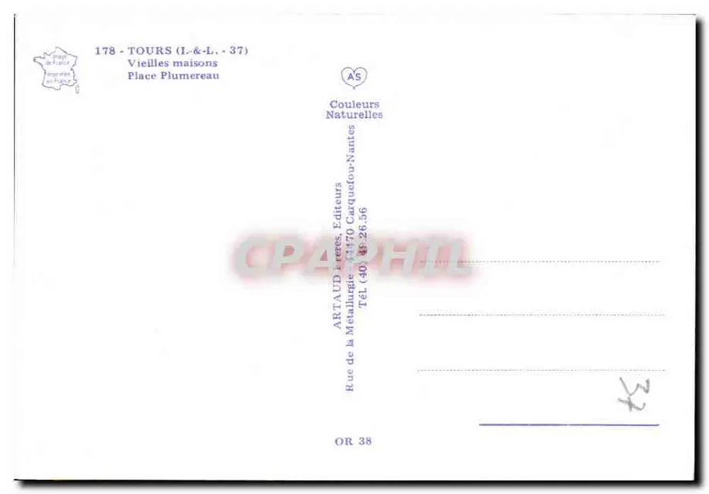 Casas antiguas — Plaza Plumereau — Art Aud Frères, Editores - Reverso
