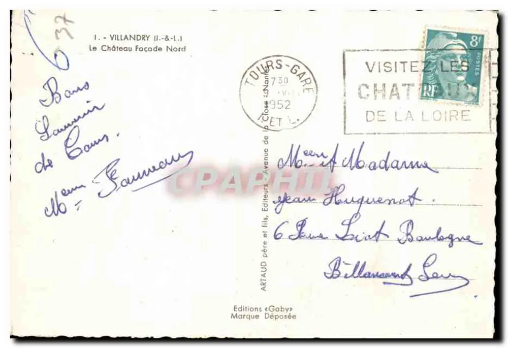 Castelo de Villandry — Fachada Norte — Éditions Gaby - Verso