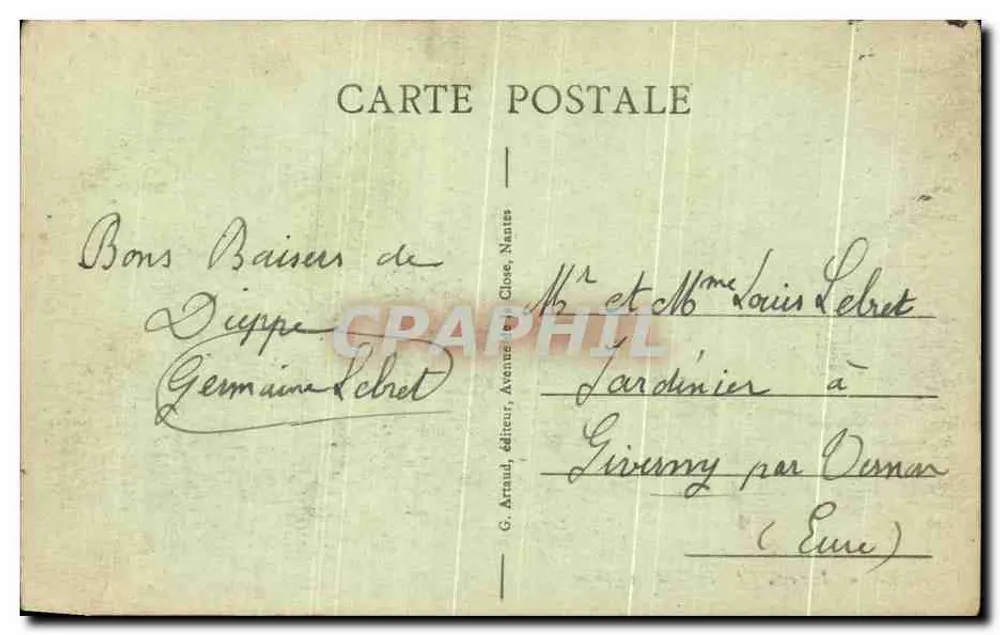 Dieppe - De Strand en de Kabinas — G. Arnaud, n° 163 - Achterkant