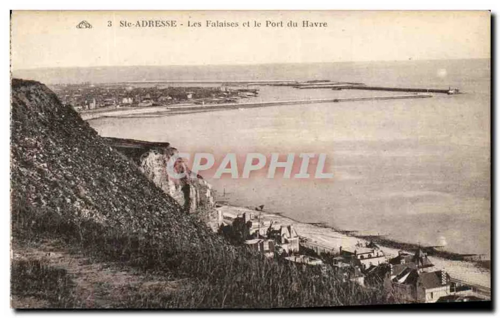 Die Klippen und der Hafen von Le Havre — Ste-Adresse — Verlag: Cie Alsacienne des Arts Postcardmandingues, Straßburg — Nr. 3 - Vorderseite