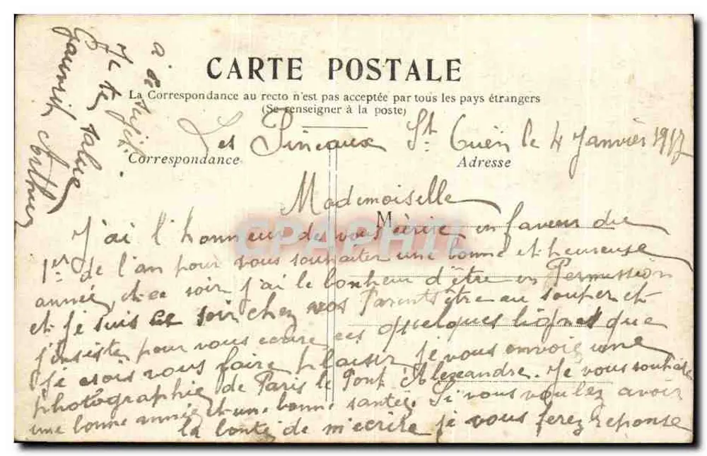 PARIS — O Ponte Alexandre III. — Editora não identificável, número de série não visível - Verso