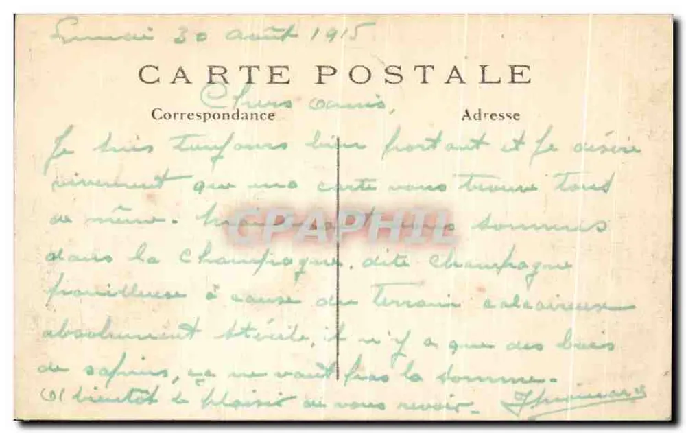 Die Ruinen von CLERMONT in der Argonne — Der Große Krieg 1914-15 — A. Richard 81 Faubourg du Temple Paris - Visé N°312 - Rückseite