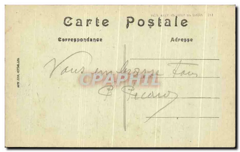 Hôtel de Ville de Versailles — editor IMPR. EDA. VERSAILLES, n° de série 114 - Verso