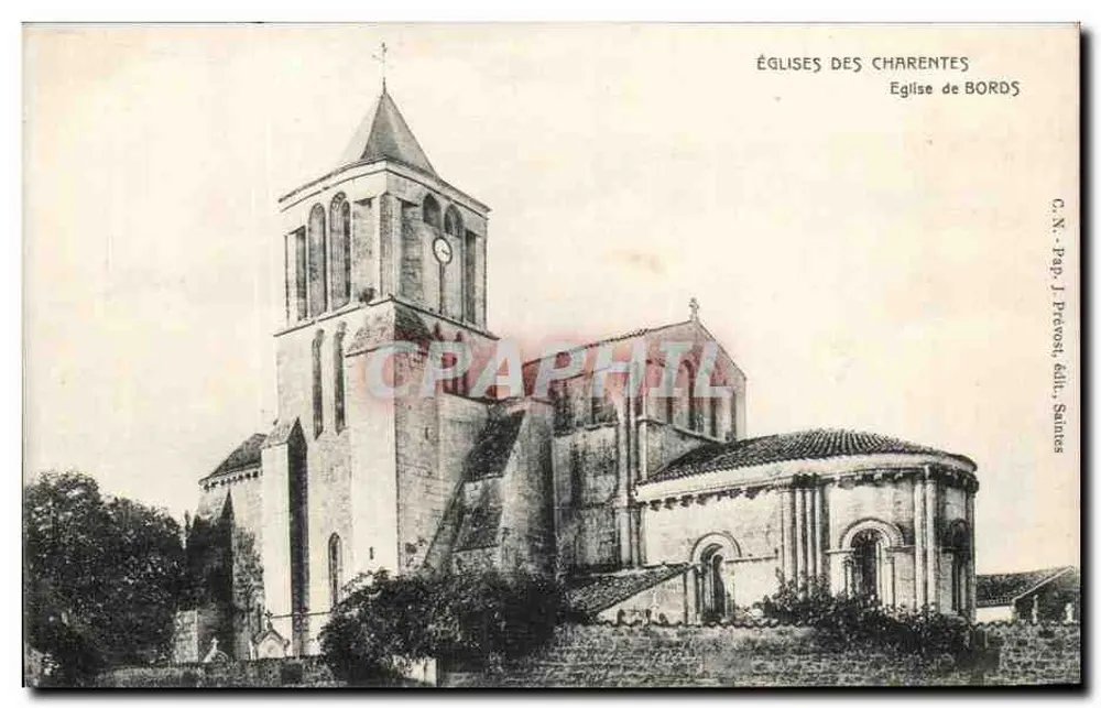 Igreja de Bords — Charente — editor J. Prewest, Santes - Frente