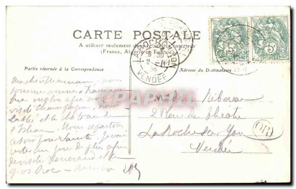 Kirche von Soullignonne — Charente-Inférieure — C. N. Pap. J. Prevost, Verlag Saintes - Rückseite