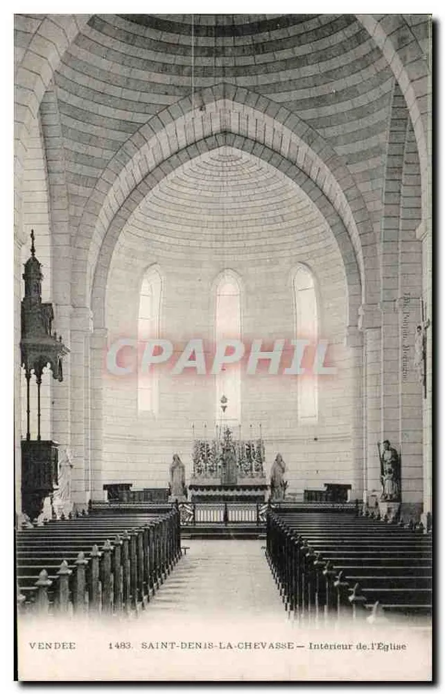 Saint-Denis-la-Chevasse — Interior de la Iglesia — Editor: Phototypie Modiano - Anverso
