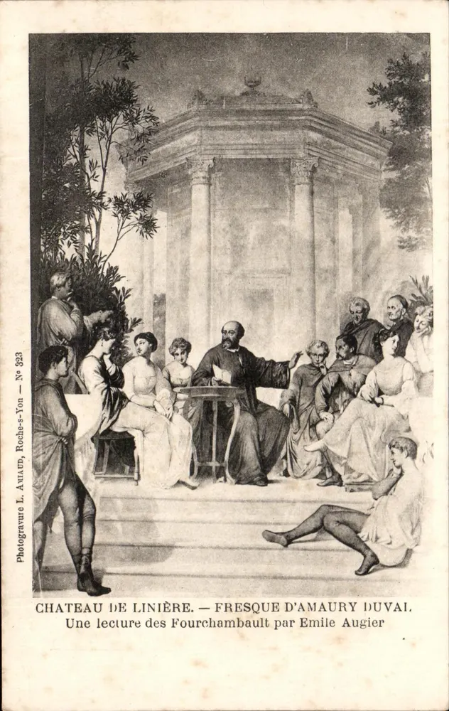 Château de Linière — Fresque d'Amaury Duval — Eine Lesung der Fourchambault von Émile Augier - Vorderseite