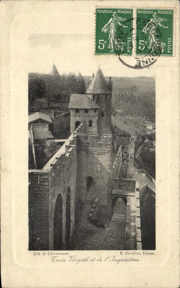 Cidade de Carcassonne — Cours Visigoth e da Inquisição — E. Roudière, Editor - Frente