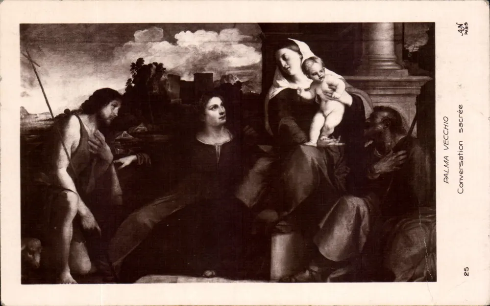 Conversation sacrée — tableau de Palma Vecchio — éditeur AON PARIS, n° 25 - Frente