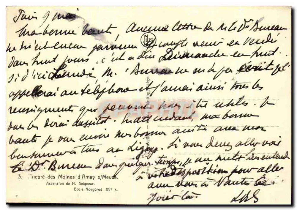 Ascensão dos Monges de Amay s/Meuse — Escola de Novgorod, séc. XV — Editor N. Seigneur - Verso