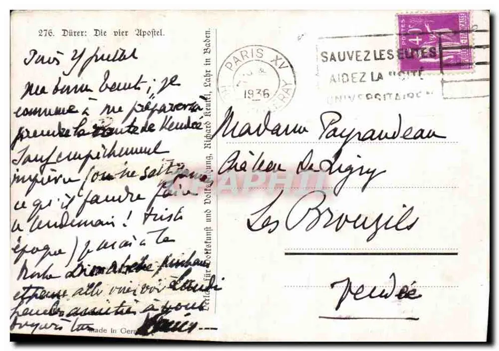 Os Quatro Evangelistas — Dürer, edição de 1936 — editor Cernay - Verso