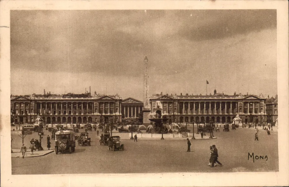 Praça da Concórdia — Obélisco de Luxor e fontes — editor Mona, Victorin, n° não visível - Frente
