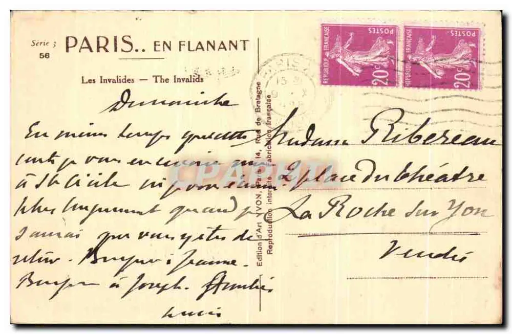 Les Invalides — Os Invalidos — Série 3, Edição Yvon - Verso