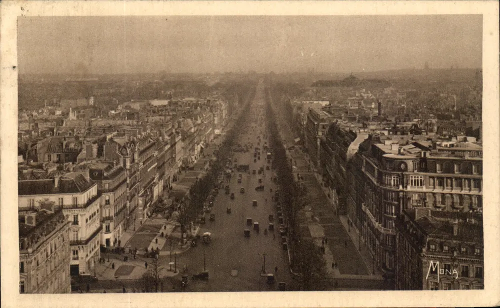 Vista aérea dos Champs-Élysées — Paris — editada por MONA - Frente