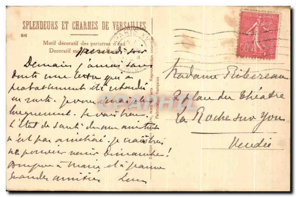 Fontaine der vier Jahreszeiten — Versailles — Edition Neuilly - Rückseite