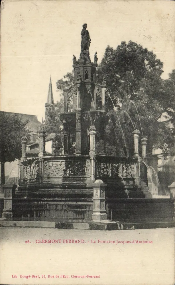 Clermont-Ferrand — La Fontaine Jacques-d'Amboise — Lib. Bougé-Béal, 21 Rue de l’Ecu - Vorderseite