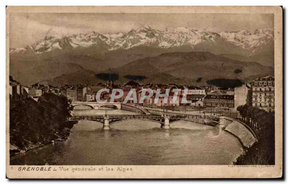 Grenoble — Vista geral e as Alpes — PLATINORMAVURE LL. PARIS - Frente