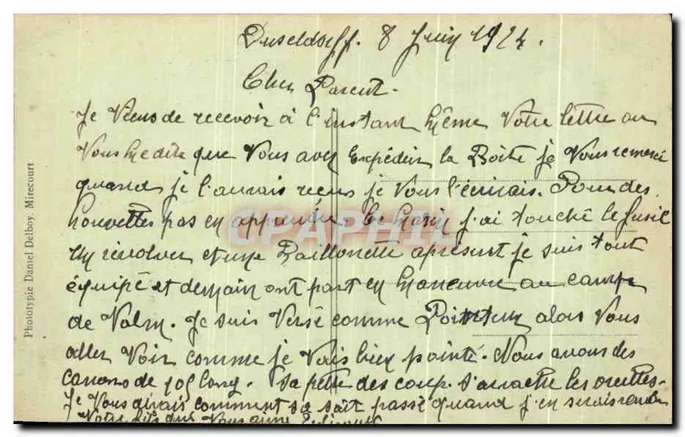 Düsseldorf - Militärtélégrafen-Dienst — Phototypie Daniel Delbry, Mirecourt - Rückseite